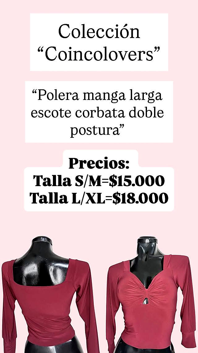 Polera manga larga escote corbata burdeo