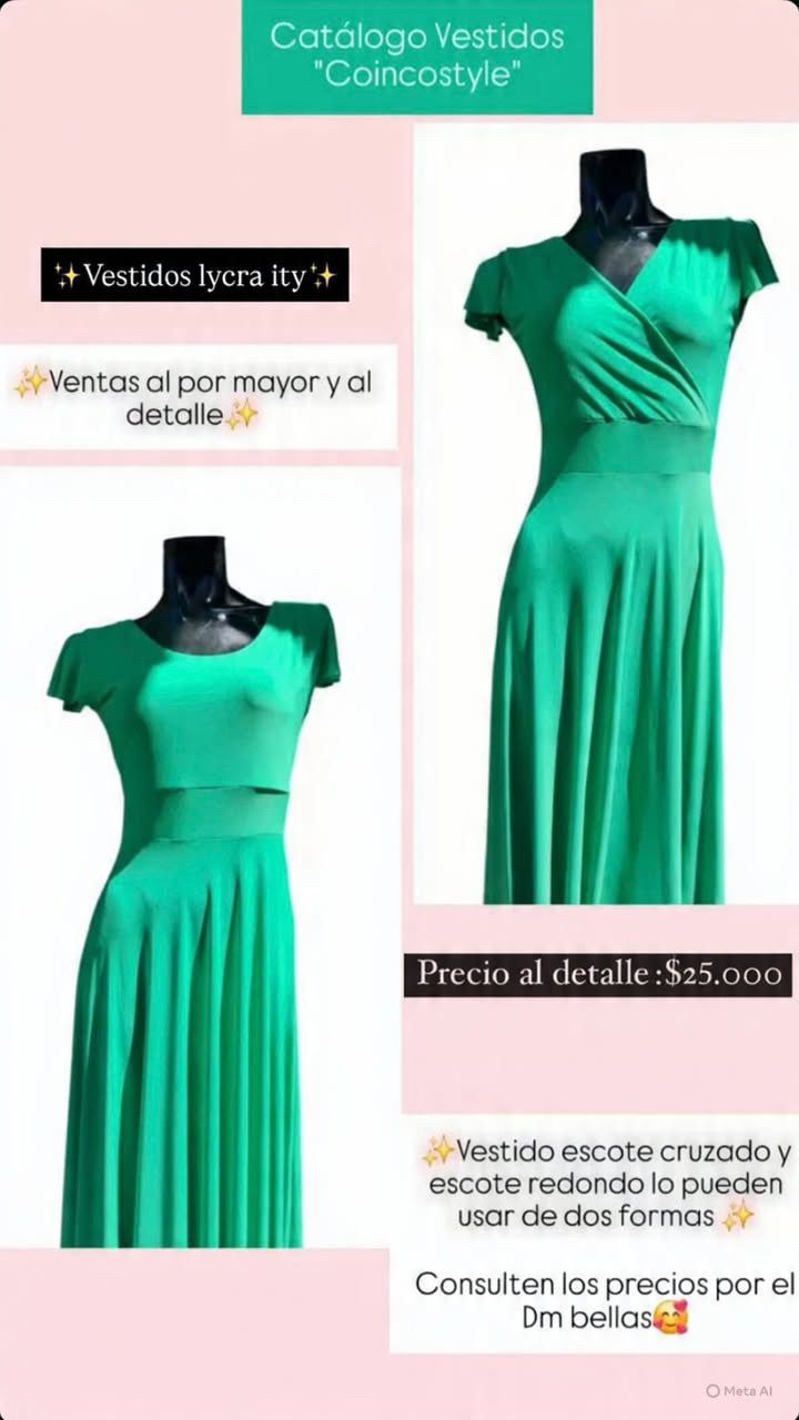 Vestido Lycra Ity cruzado verde