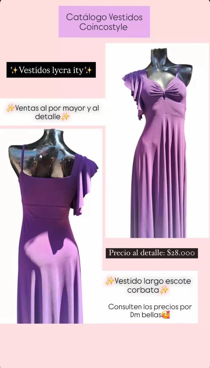 Vestido Lycra Ity escote corbata lila