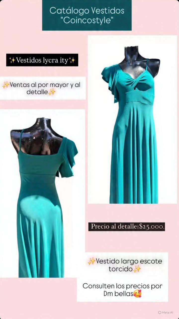 Vestido Lycra Ity escote torcido turquesa