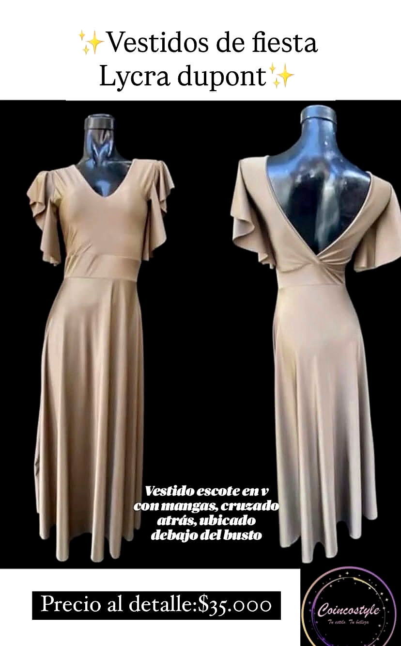 Vestido escote beige